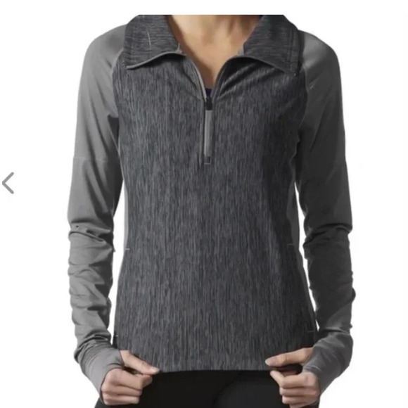 Adidas Baseline Quarter Zip Gray Athletic Pullover - Picture 1 of 11